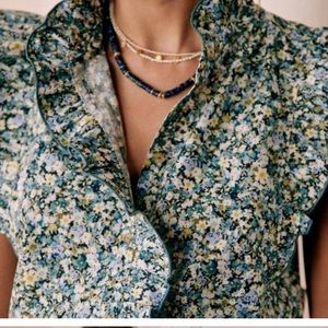 Sezane Caro blouse shirt in Garden Blue floral size 36